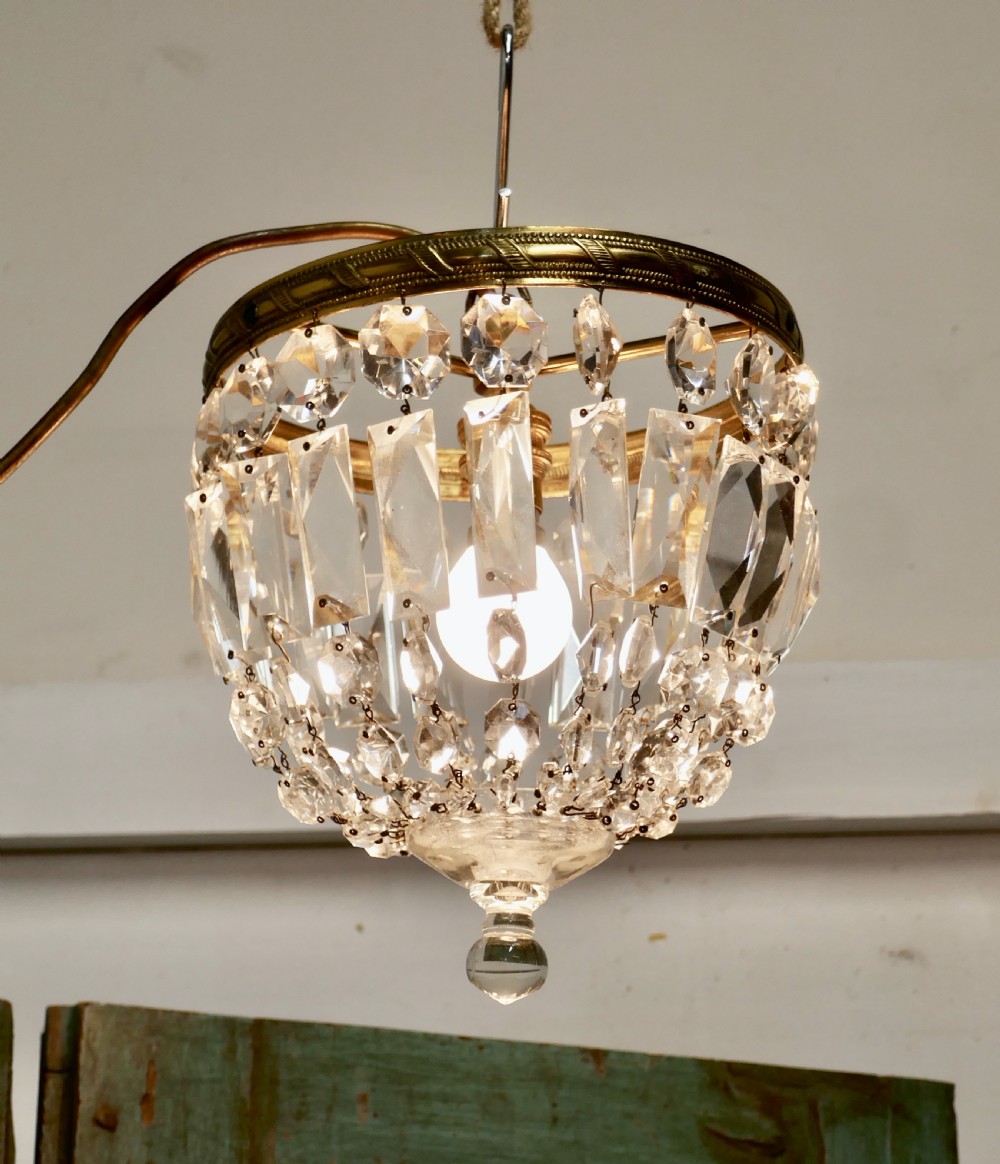 Small French Empire Style Crystal Basket Chandelier View IV