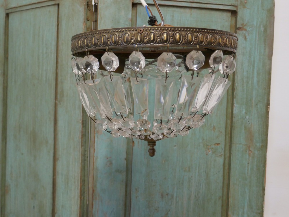 French Empire Style Crystal Basket Chandelier