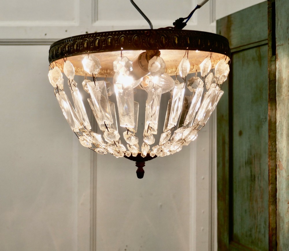 French Empire Style Crystal Basket Chandelier View IV