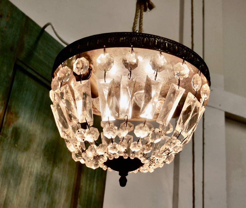 French Empire Style Crystal Basket Chandelier View V