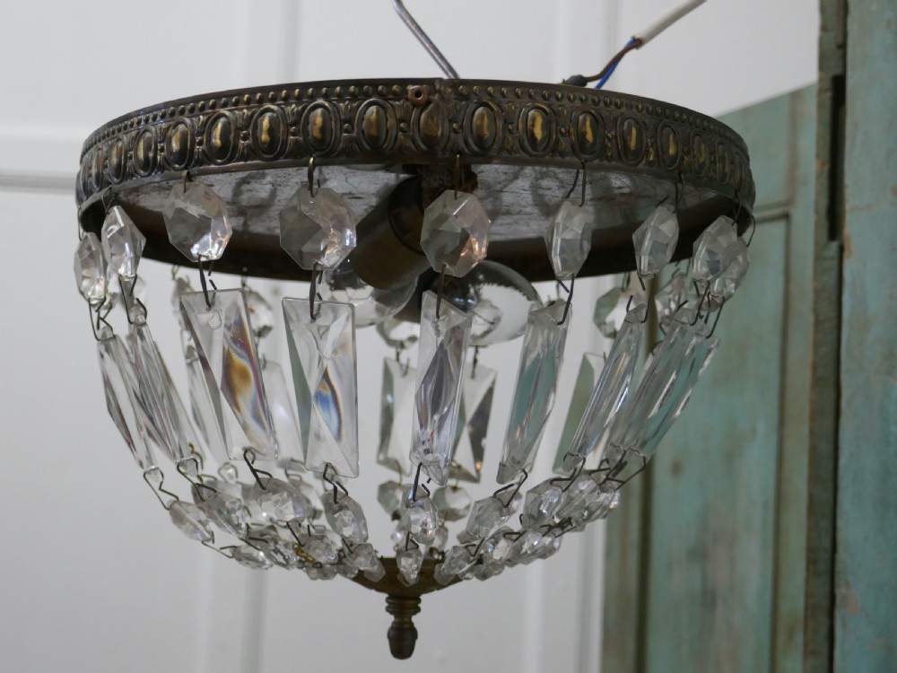 French Empire Style Crystal Basket Chandelier View VII