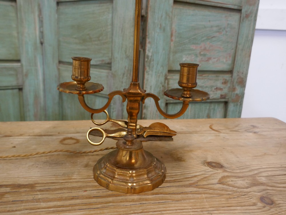 Pair of French Painted Toleware and Brass Twin Table Lamps View VIII