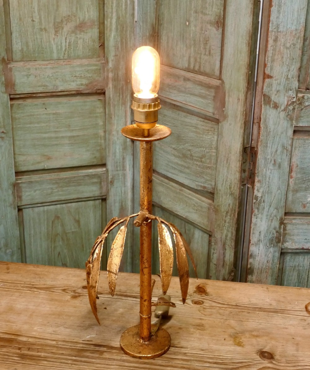 French Art Deco Gold Palm Leaf Table Lamp View IV
