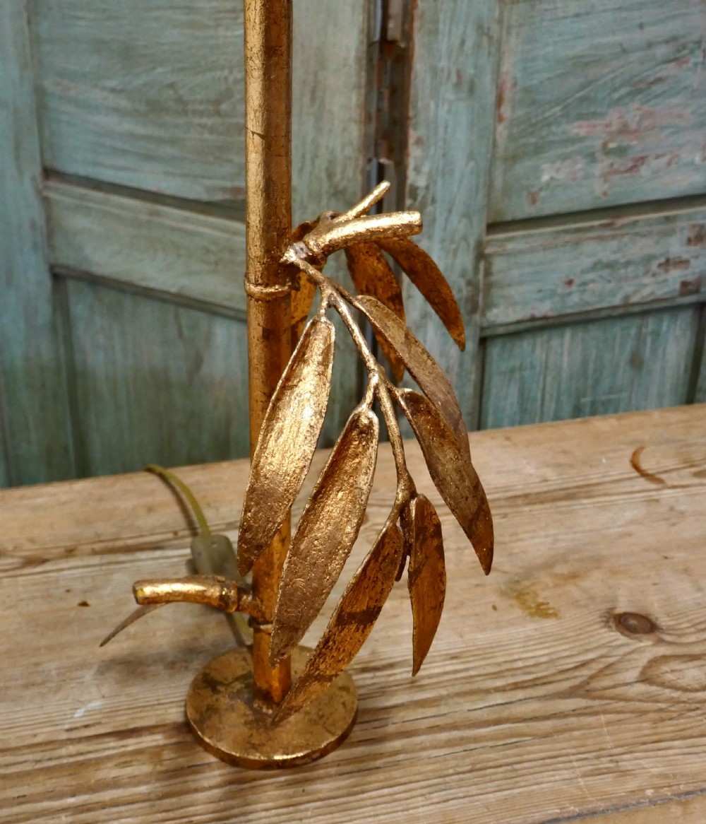 French Art Deco Gold Palm Leaf Table Lamp View VI