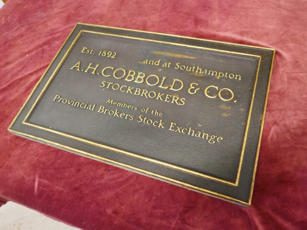 19th Century Bronze Stockbrokers Plaque   View II