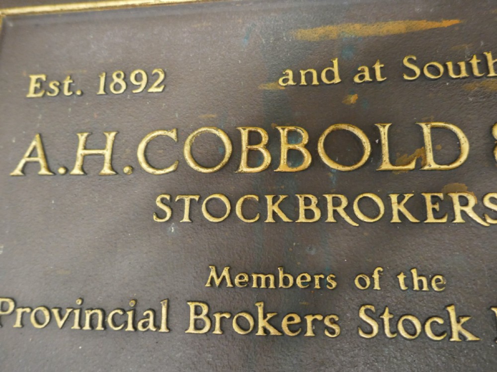 19th Century Bronze Stockbrokers Plaque   View III