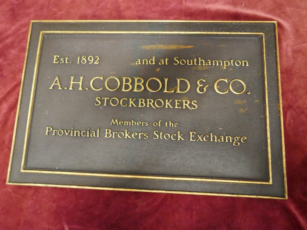 19th Century Bronze Stockbrokers Plaque   View IV