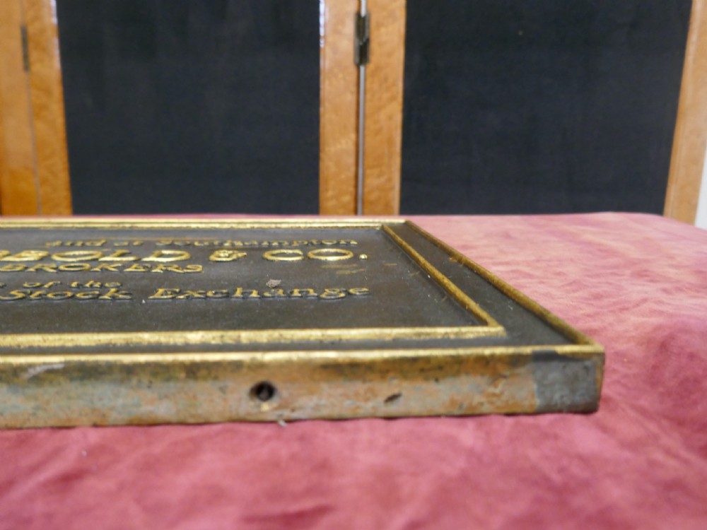 19th Century Bronze Stockbrokers Plaque   View VI