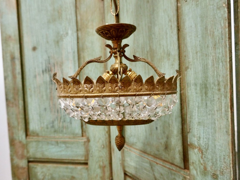 Unusual Oval Shaped French Empire Style Basket Chandelier View III
