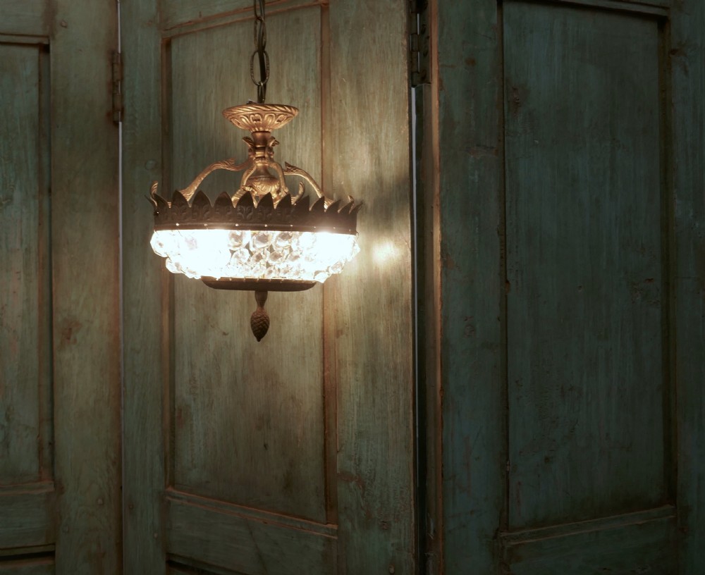 Unusual Oval Shaped French Empire Style Basket Chandelier View VIII