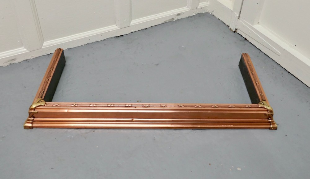 Heavy Victorian Brass and Copper Fender View II