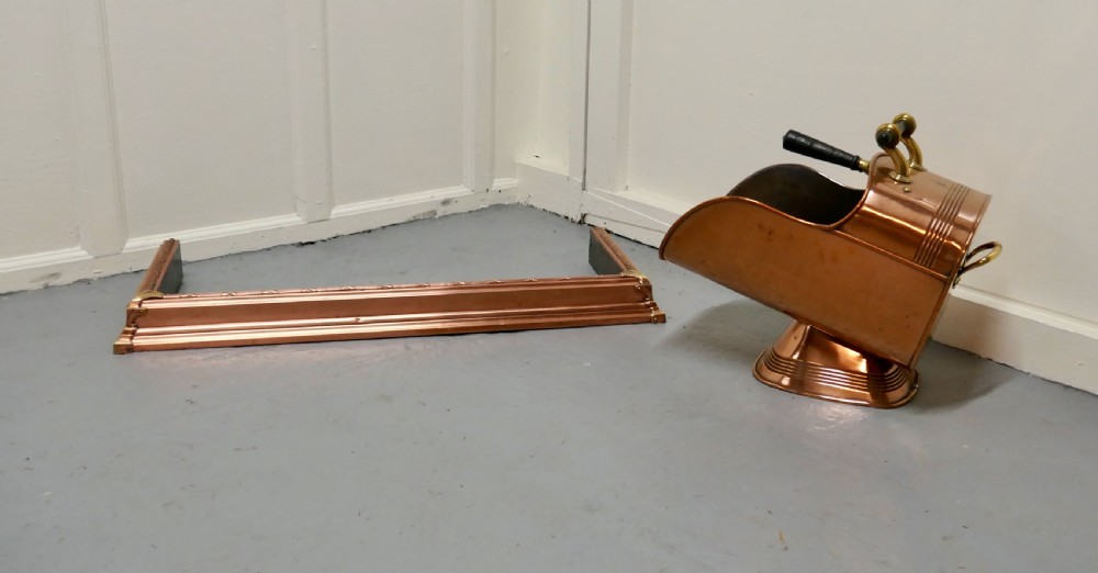 Heavy Victorian Brass and Copper Fender View V