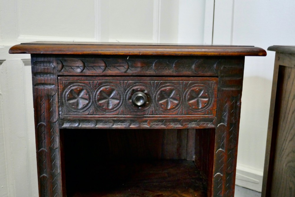 Pair of Breton Oak Bedside Cupboards   View II