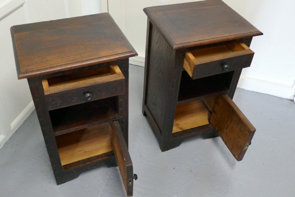 Pair of Breton Oak Bedside Cupboards   View V