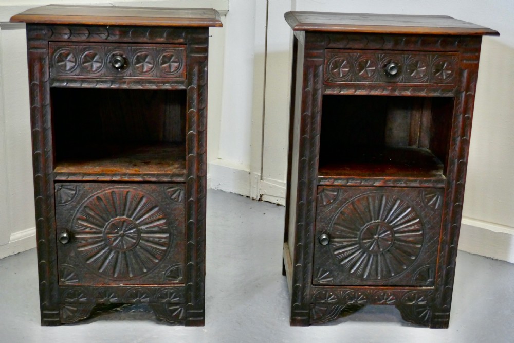 Pair of Breton Oak Bedside Cupboards   View VIII