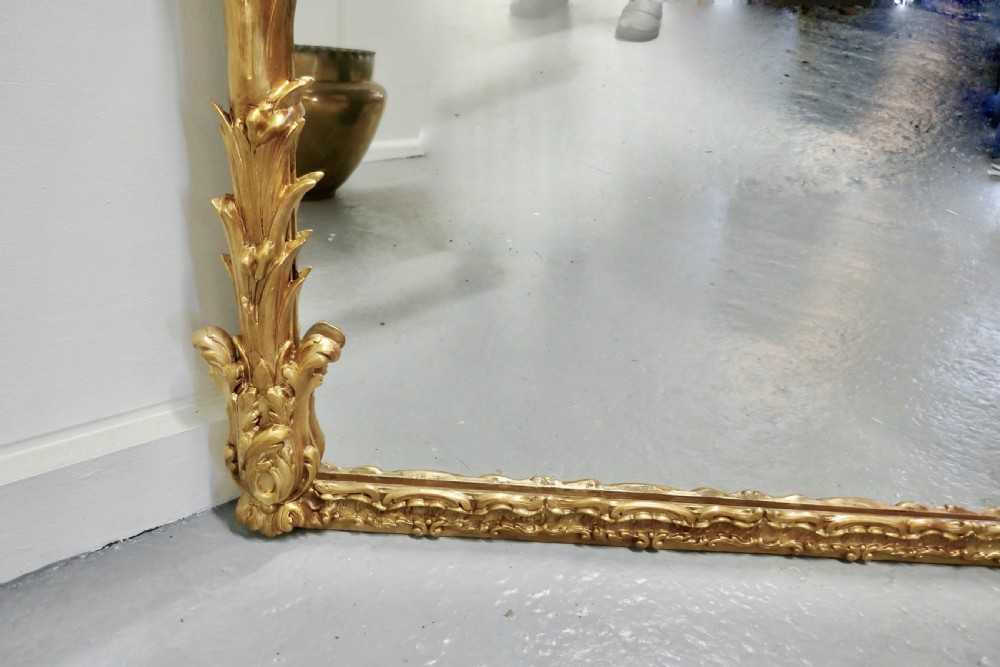 A Large Elaborate French Rococo Gilt Console Mirror Decorated with Leaves and Birds View IV