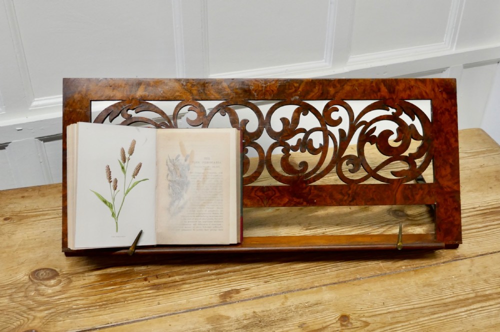 Adjustable Fretwork Figured Walnut Book Rest or, Lutrin View IV