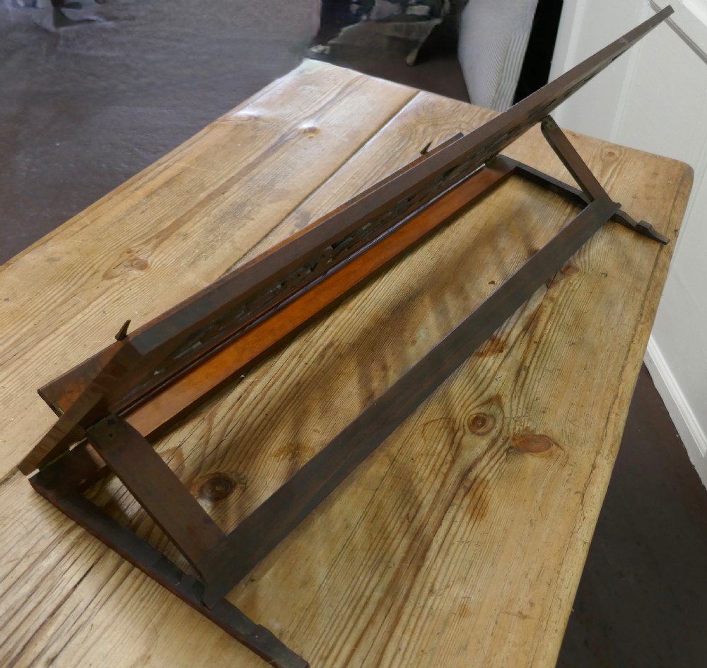 Adjustable Fretwork Figured Walnut Book Rest or, Lutrin View VIII