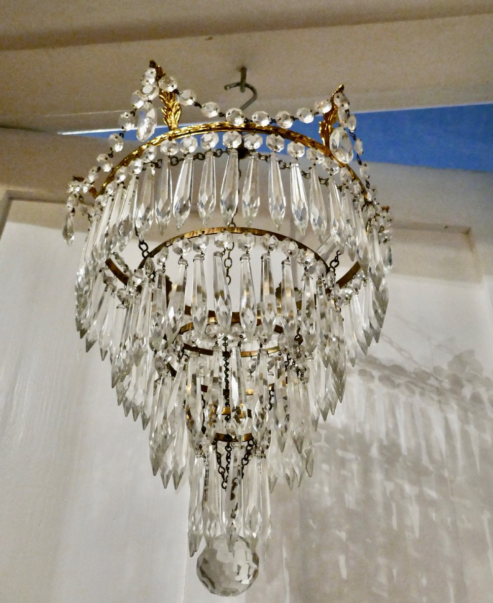 A Pair of Large Crystal Waterfall Chandeliers View IV