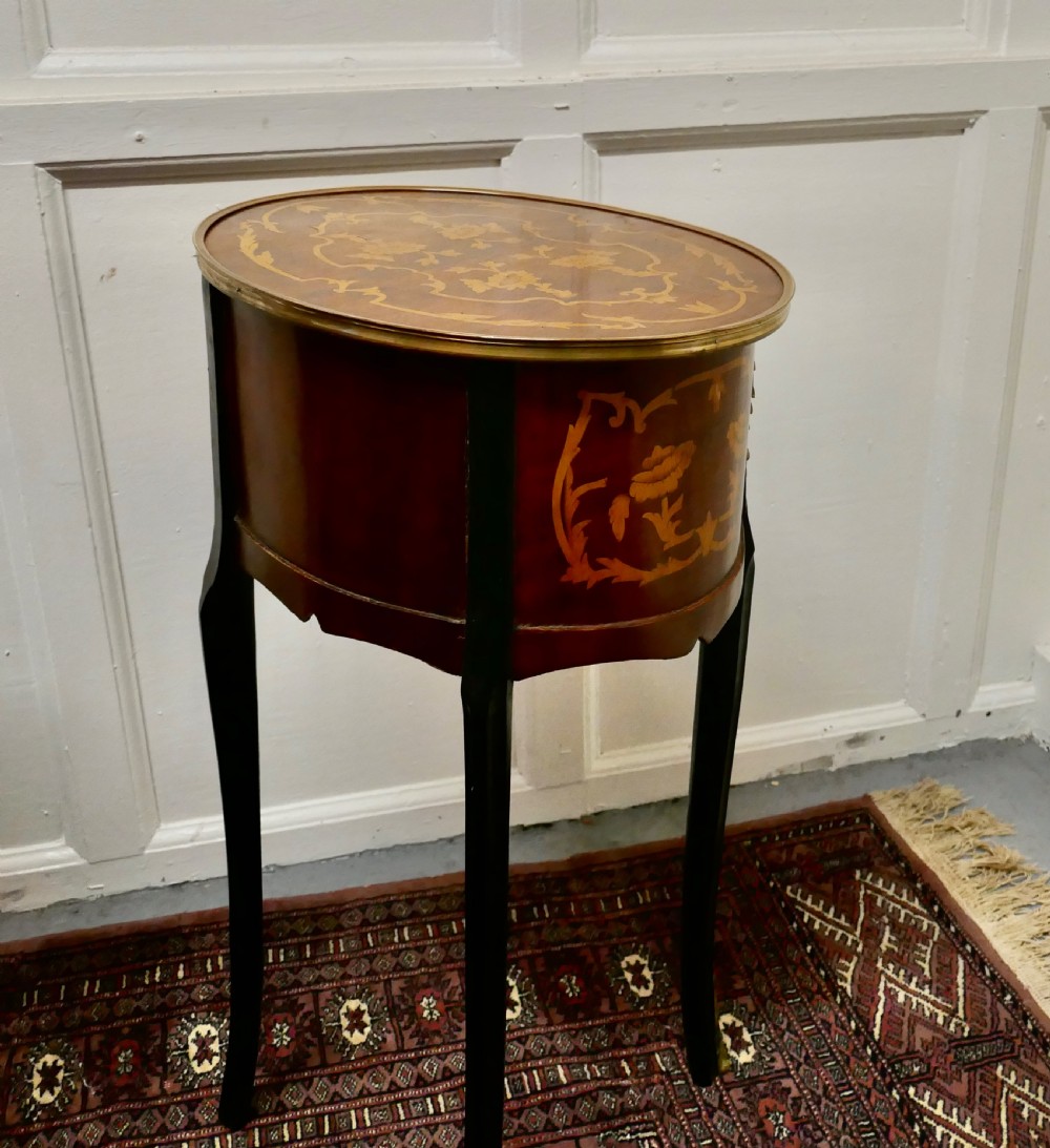 A Pair of French 19th Century Inlaid Side Tables or Bedside Cabinets   View IV