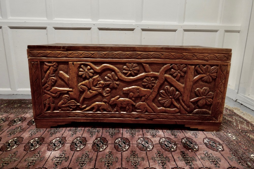Large Carved Camphor Wood Chest View II