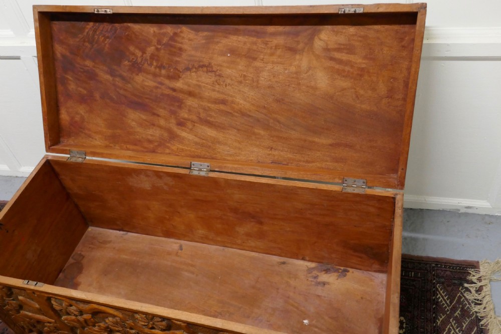 Large Carved Camphor Wood Chest View VI