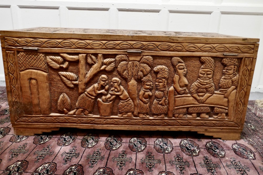 Large Carved Camphor Wood Chest View VII