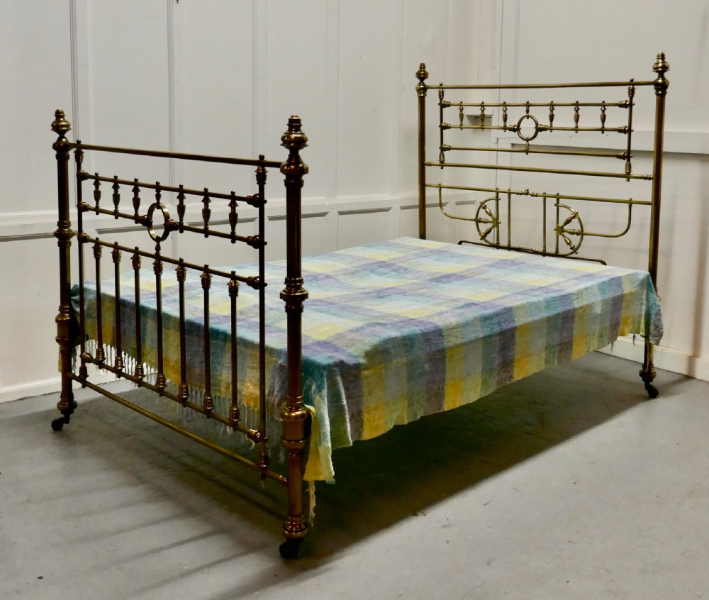 Superb19th Century Arts and Crafts Brass Bed, 4ft 6” Double