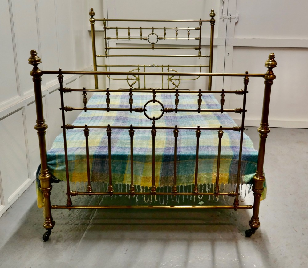 Superb19th Century Arts and Crafts Brass Bed, 4ft 6” Double View II