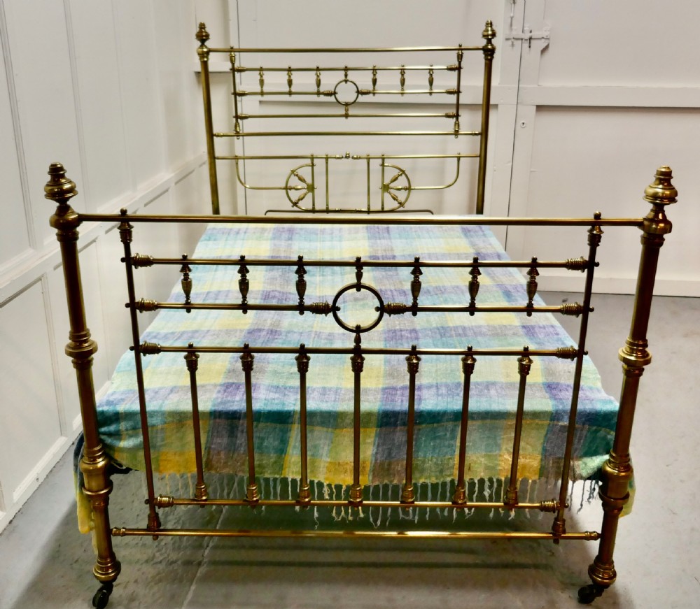 Superb19th Century Arts and Crafts Brass Bed, 4ft 6” Double View III
