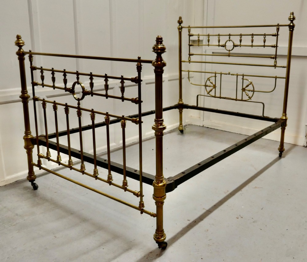 Superb19th Century Arts and Crafts Brass Bed, 4ft 6” Double View VI