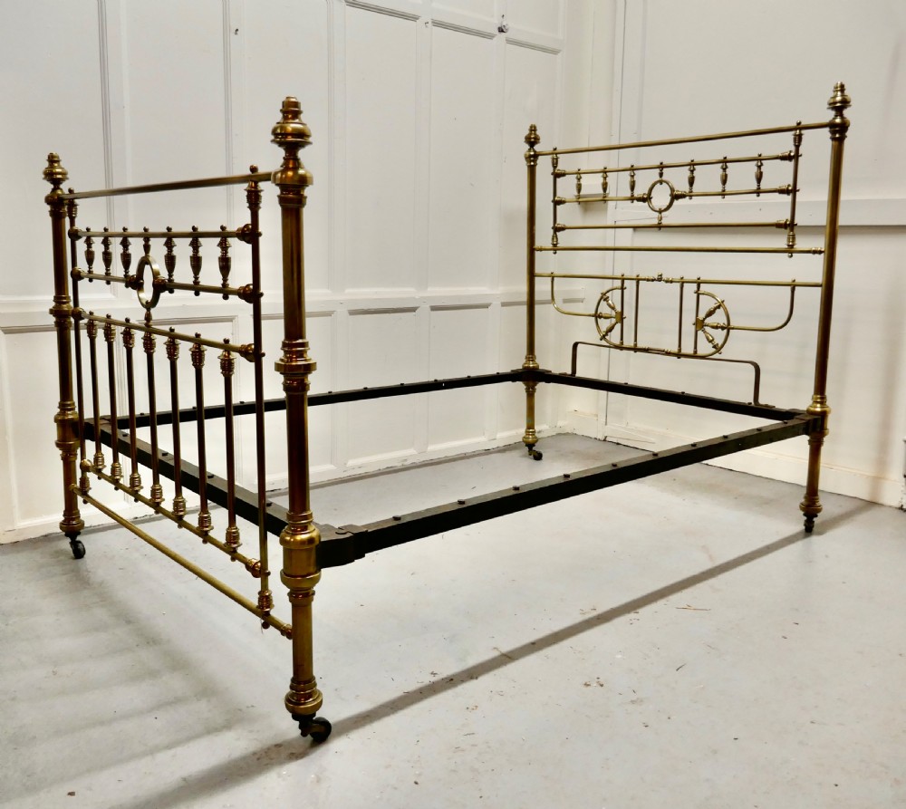 Superb19th Century Arts and Crafts Brass Bed, 4ft 6” Double View VII