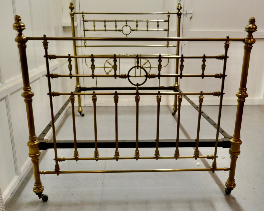 Superb19th Century Arts and Crafts Brass Bed, 4ft 6” Double View IX