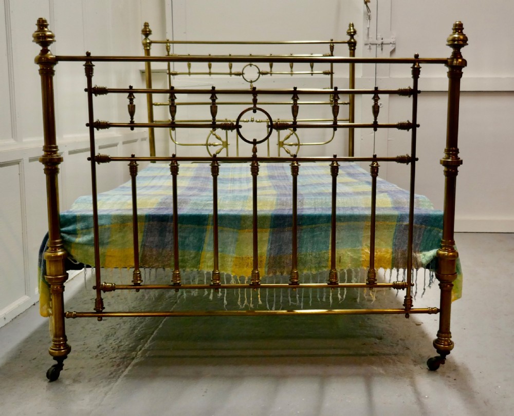 Superb19th Century Arts and Crafts Brass Bed, 4ft 6” Double View XI