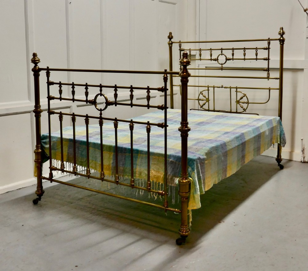 Superb19th Century Arts and Crafts Brass Bed, 4ft 6” Double View XII