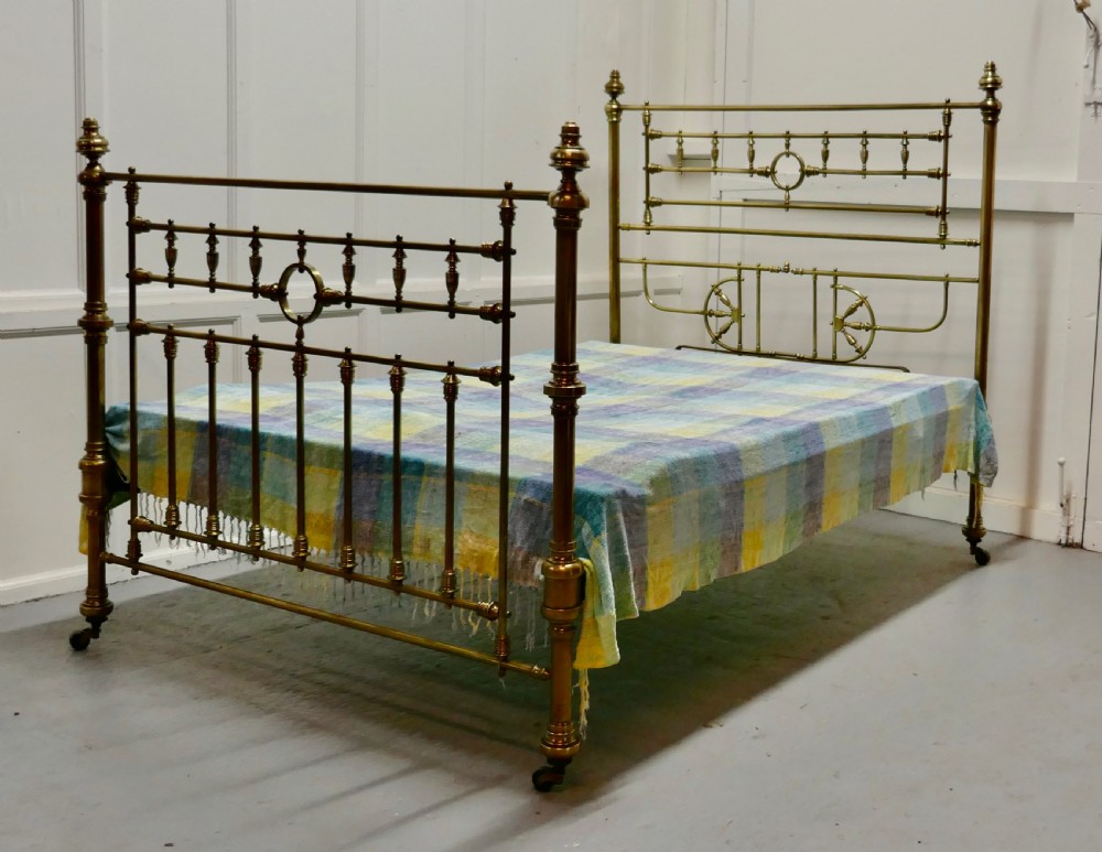Superb19th Century Arts and Crafts Brass Bed, 4ft 6” Double View XIII