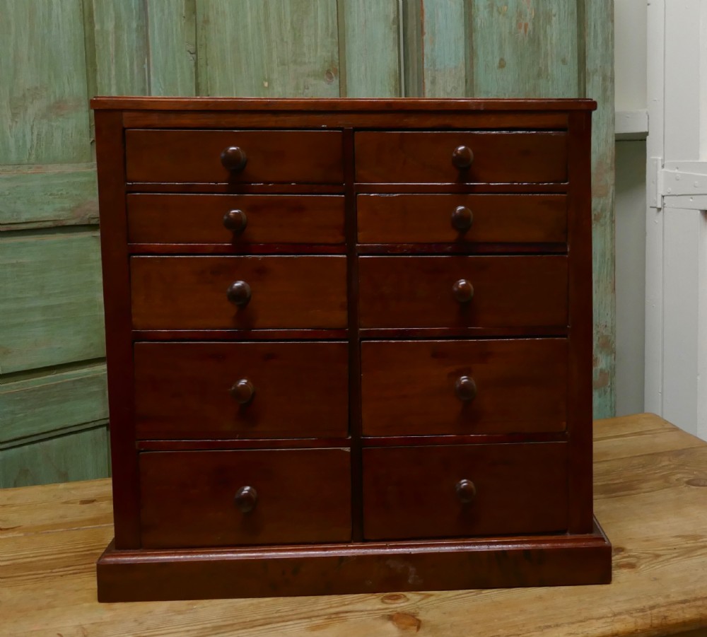 10 Drawer Mahogany Collectors Filing Cabinet, 
