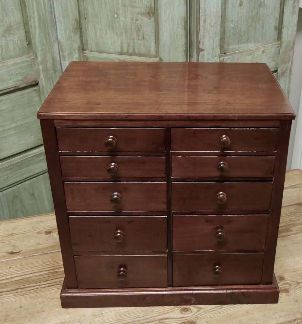 10 Drawer Mahogany Collectors Filing Cabinet,  View II