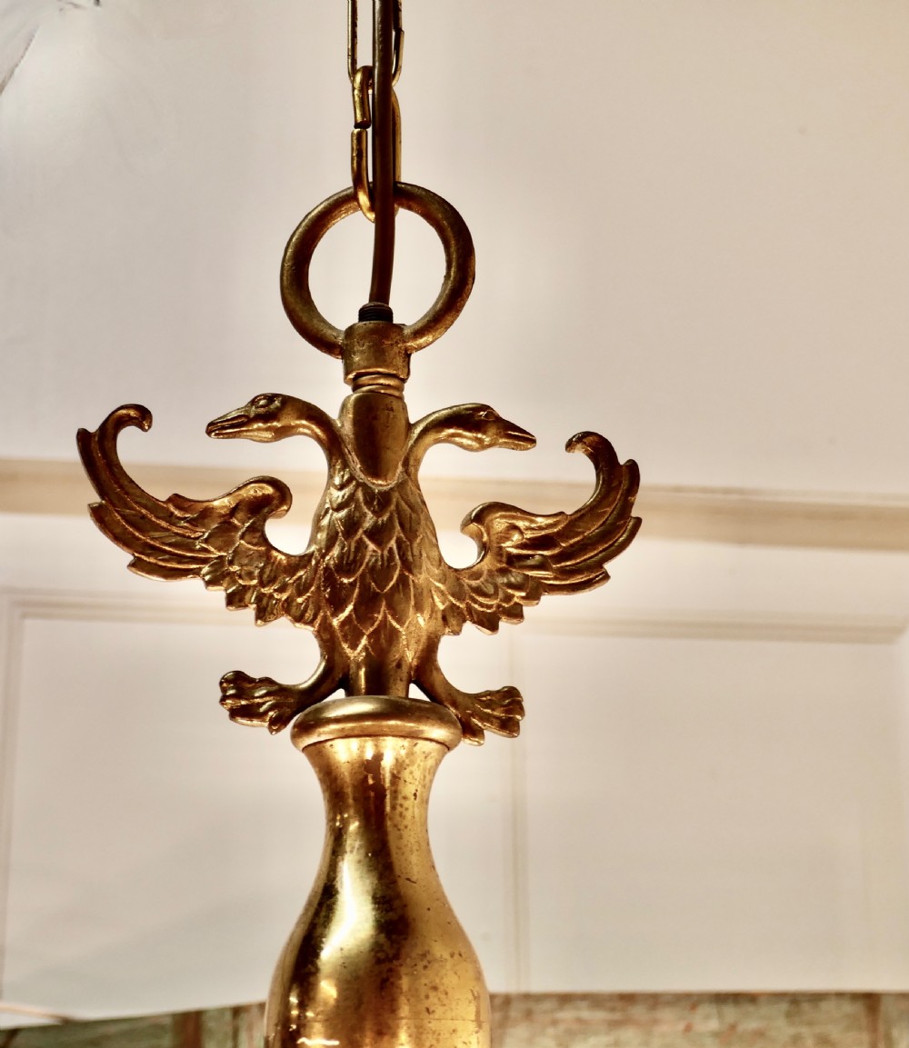 Antique Dutch Style Twelve Branch Two Tier Brass Chandelier   View V