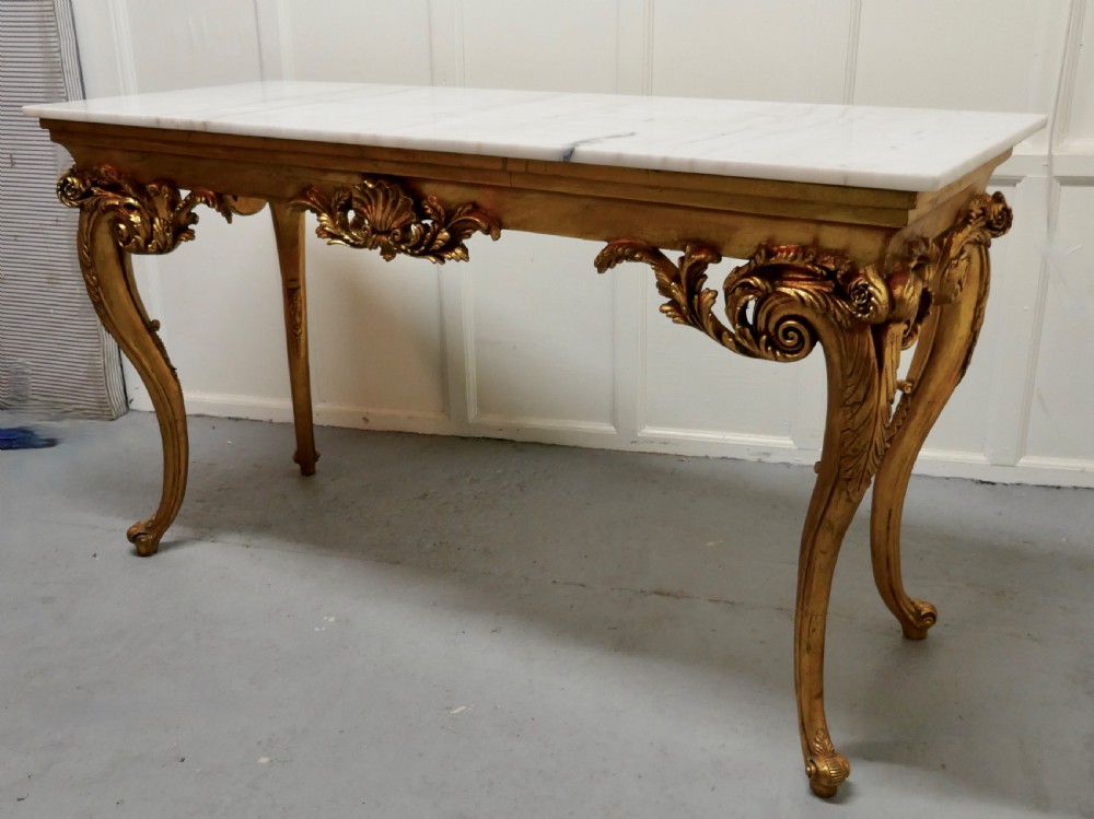 19th Century French Marble Top Gilt Centre Table and Matching Wall Mirror  View VI