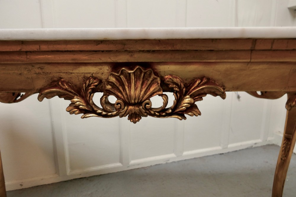 19th Century French Marble Top Gilt Centre Table and Matching Wall Mirror  View IX