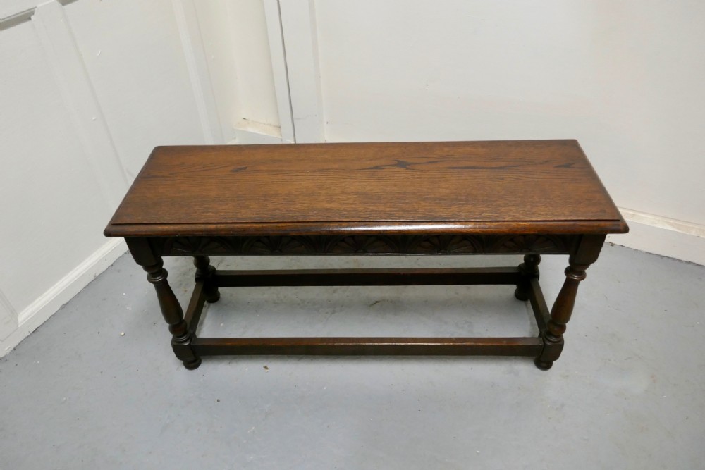 Victorian Carved Country Oak Joint Style Window Seat,  View II