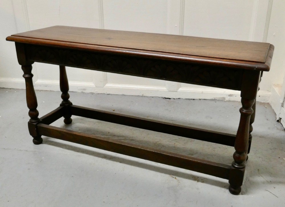 Victorian Carved Country Oak Joint Style Window Seat,  View V