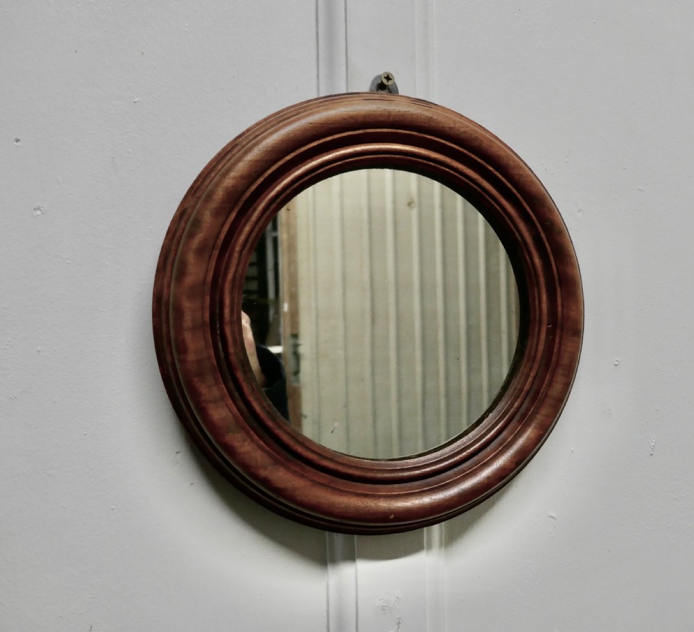 19th Century Small Round Mahogany Wall Mirror View II