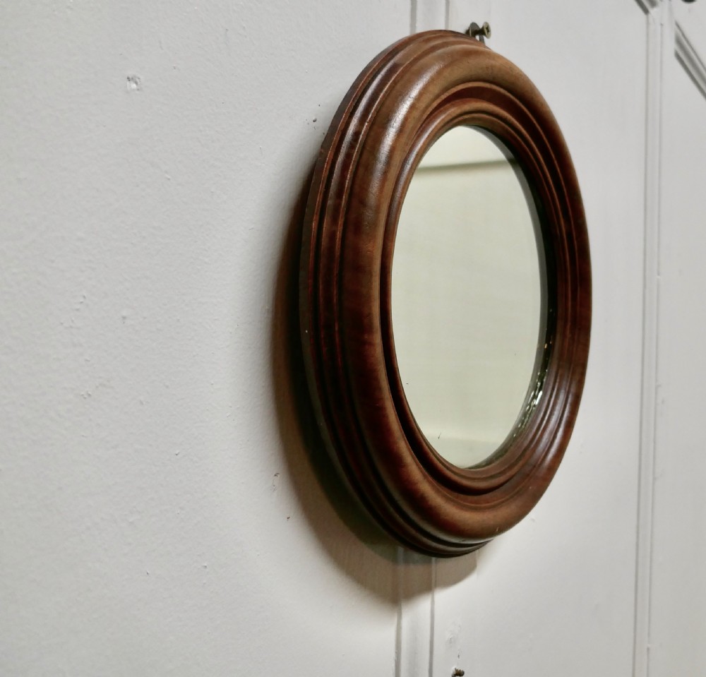 19th Century Small Round Mahogany Wall Mirror View III