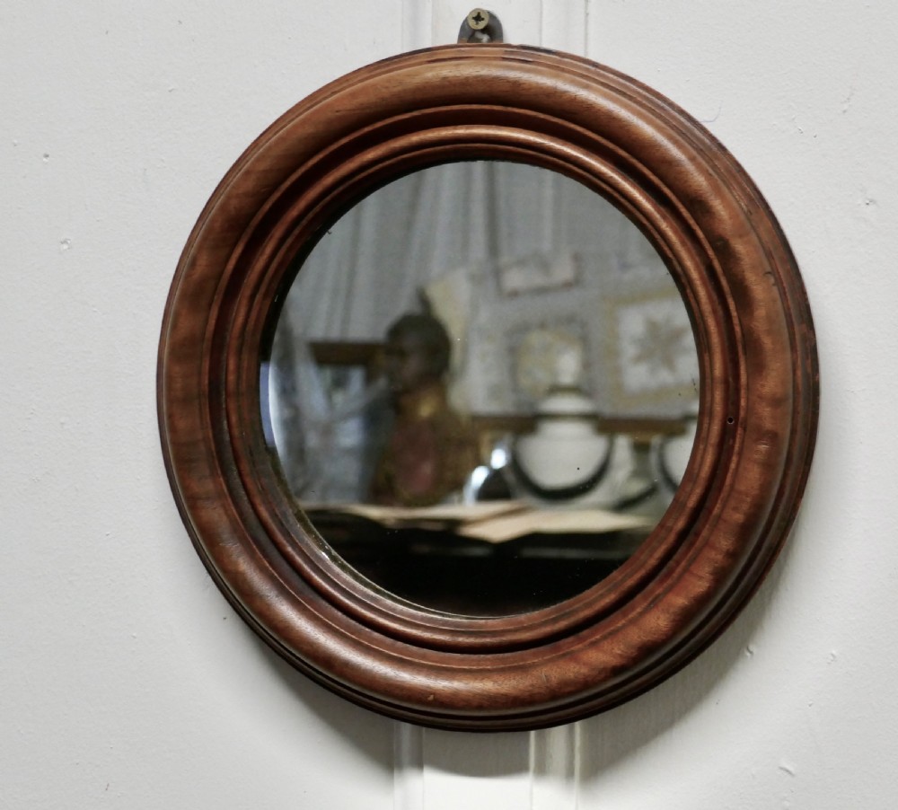 19th Century Small Round Mahogany Wall Mirror View IV