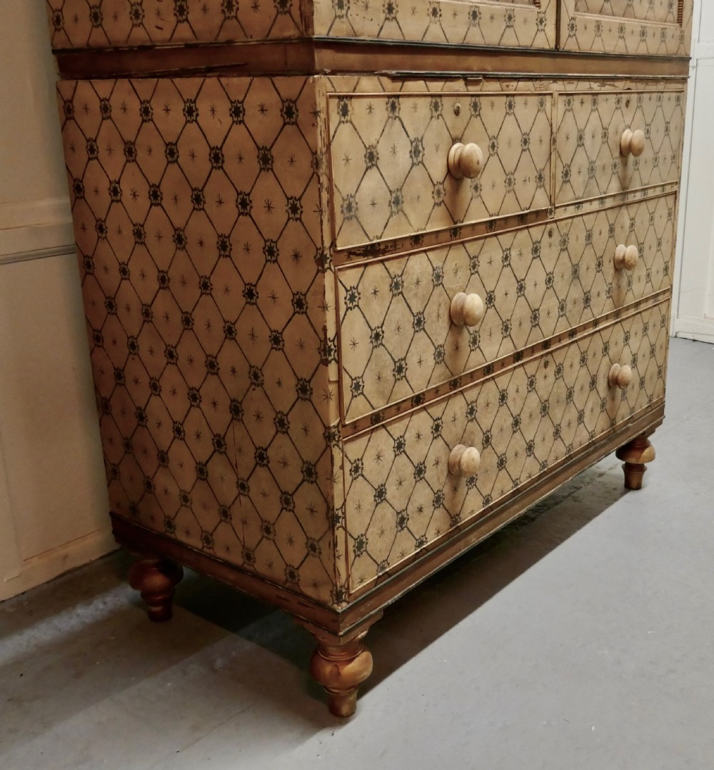 19th Century Aesthetic Movement Hand Painted Linen Press View IV