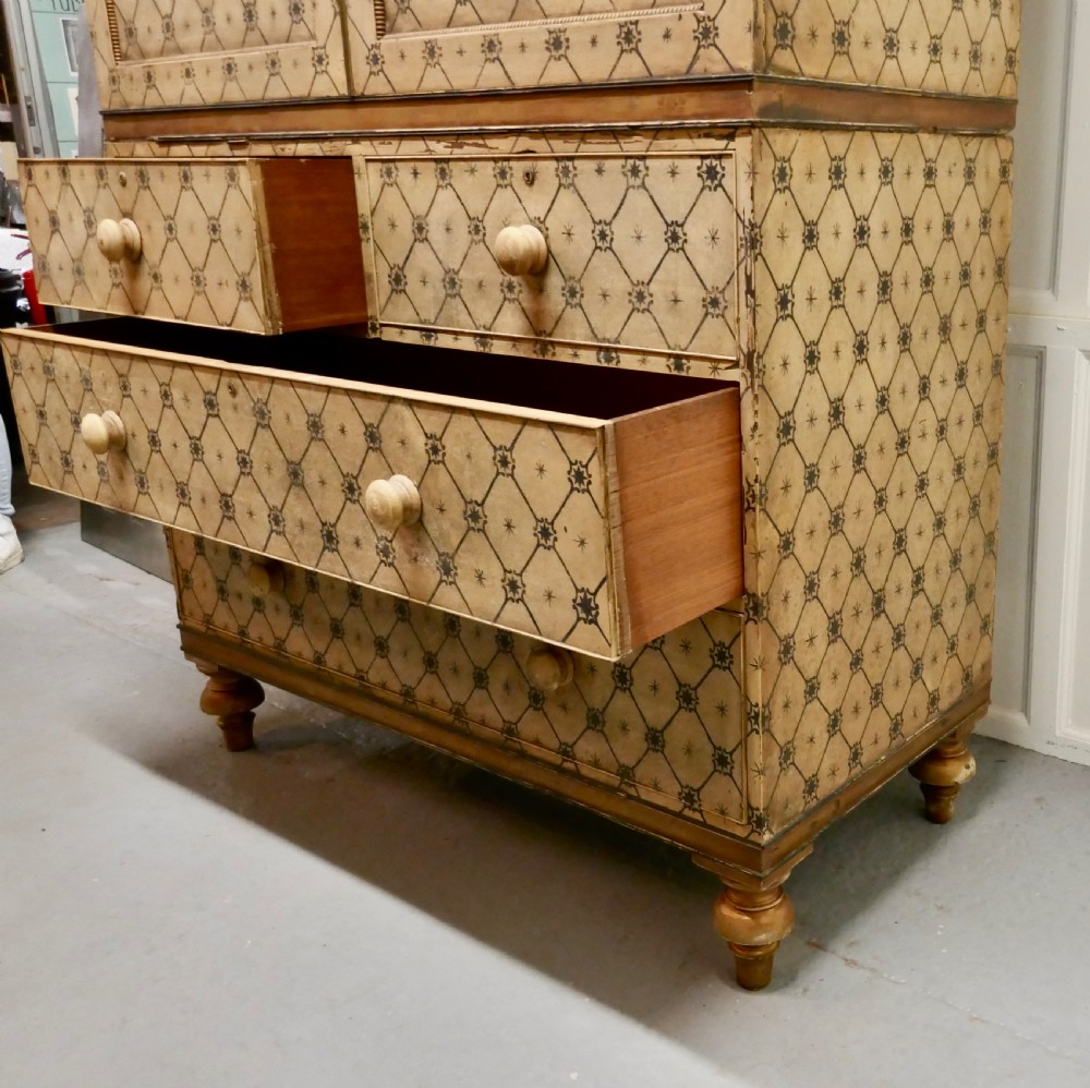 19th Century Aesthetic Movement Hand Painted Linen Press View IX