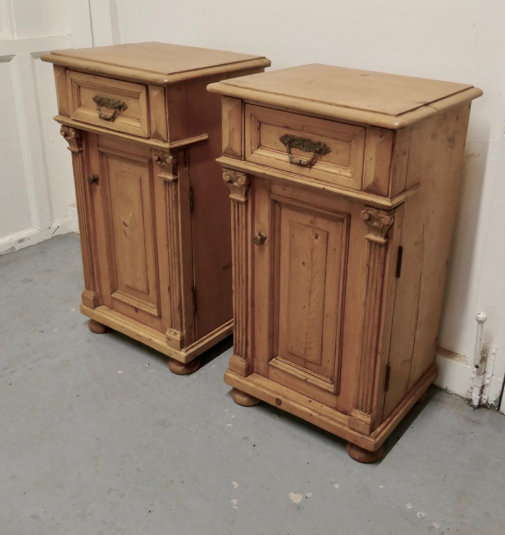 Pair of  Chunky Carved Pine Bedside Cupboards   View IV