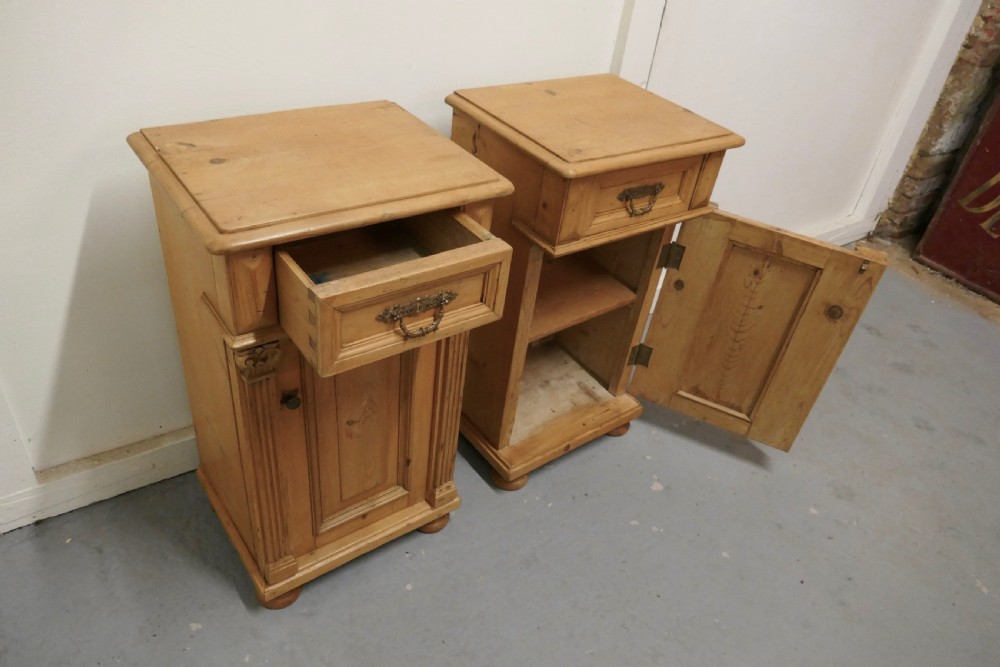Pair of  Chunky Carved Pine Bedside Cupboards   View VI